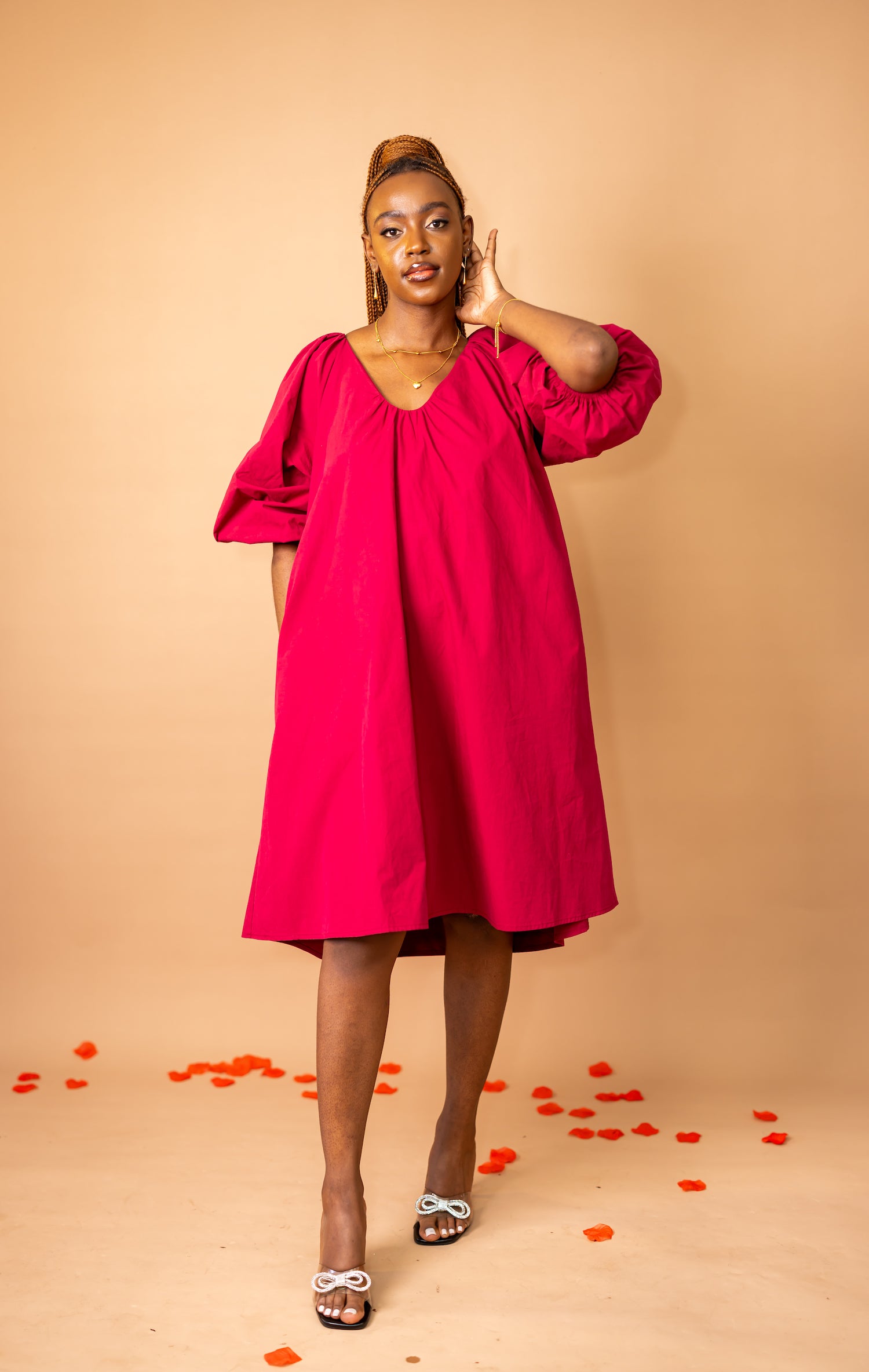 ワンピース Herlipto Puff Sleeve Jersey Dress Puff Sleeve Jersey Dress herlipto Heri Puff-Sleeve Short