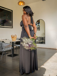 Back view of the black Tia maxi dress