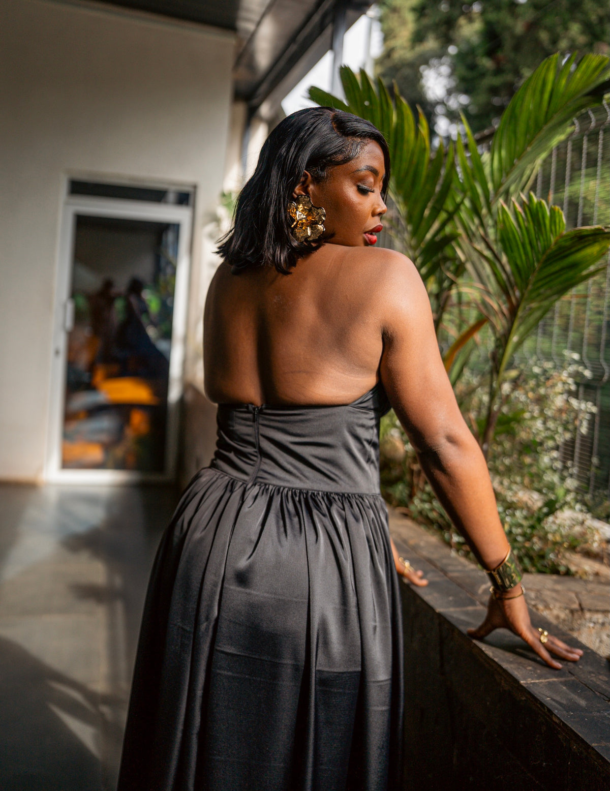 Back view of the black Tia maxi dress
