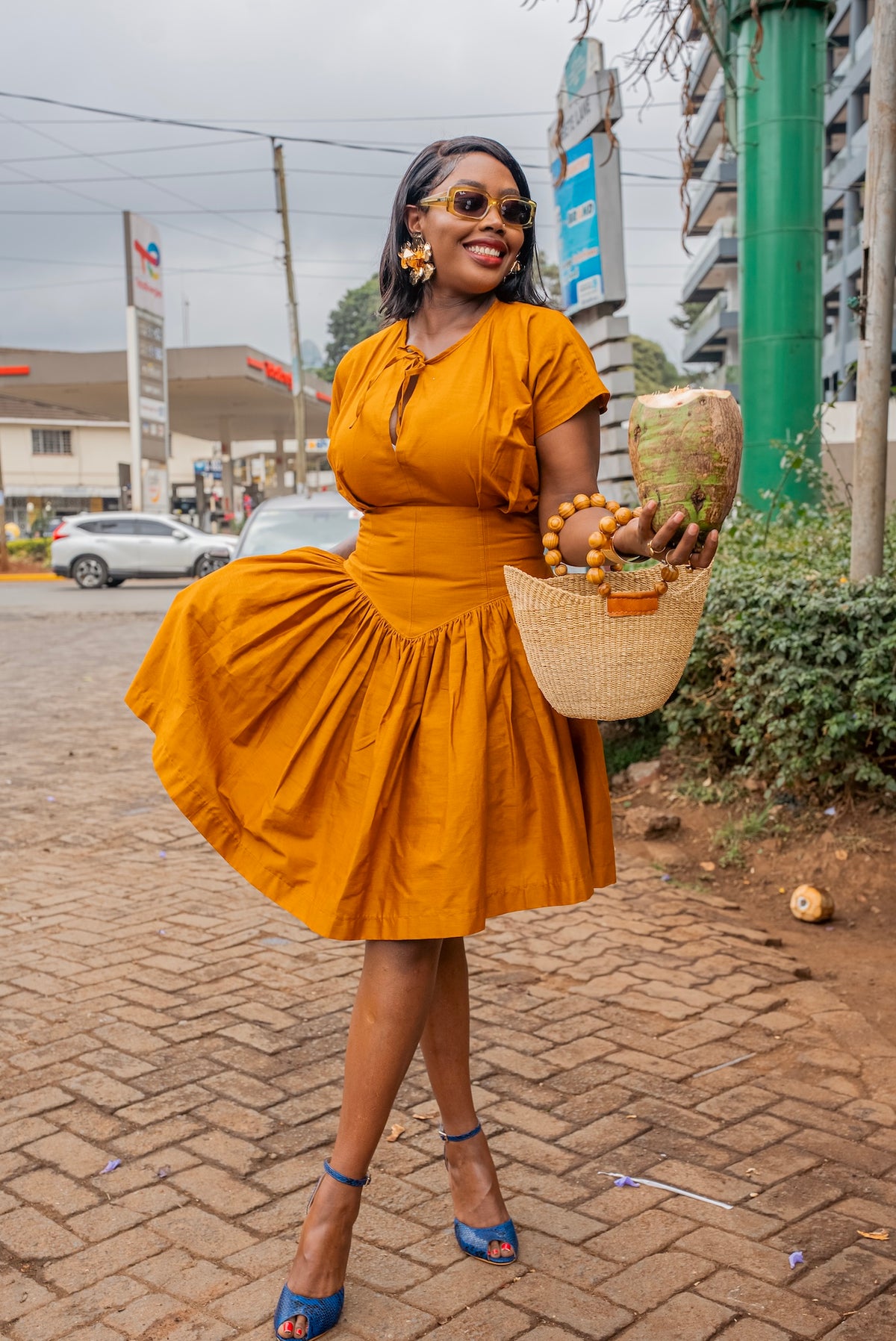 UMBO Short Dress - Mustard