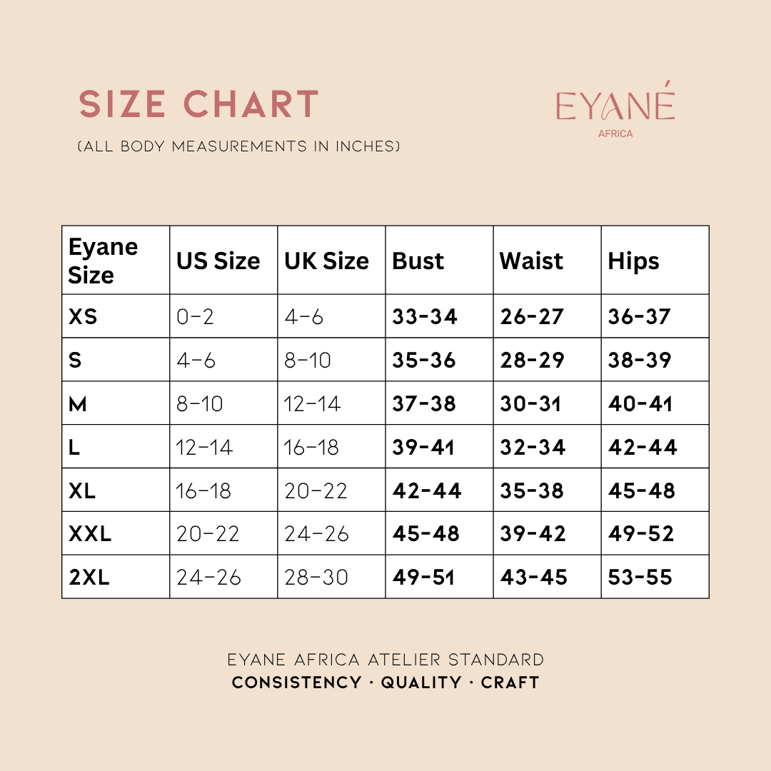 Size Chart for Kati Knit Poncho + Palazzo Set