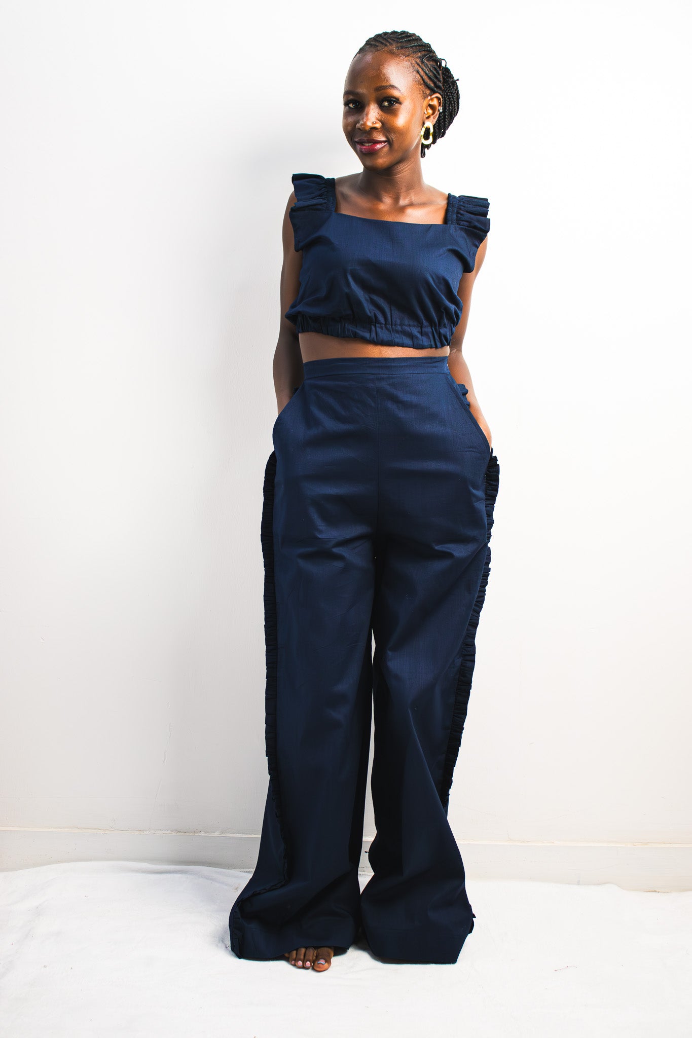 UMBO Crop Top - Navy Blue