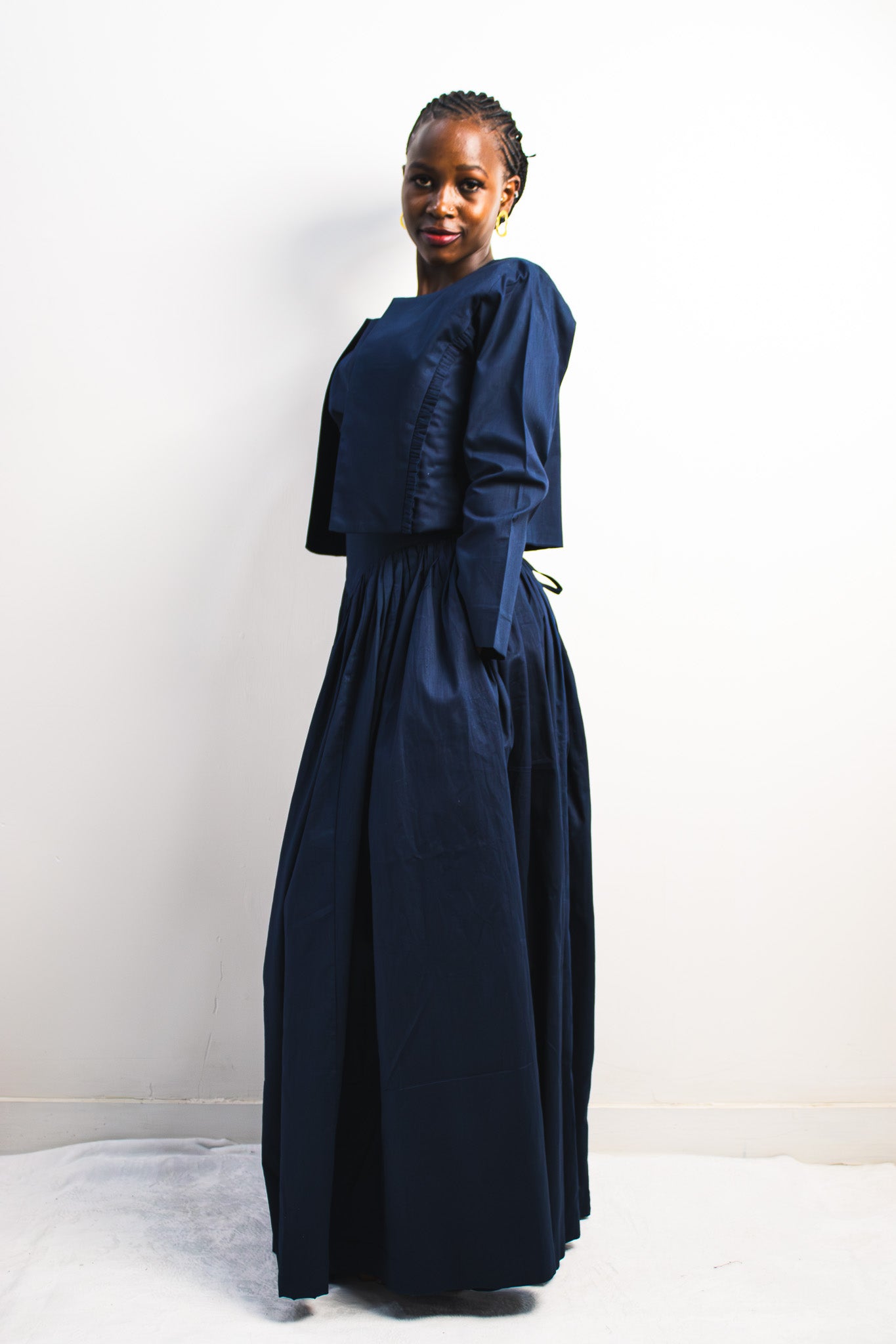 UTU Crop Coat - Navy Blue