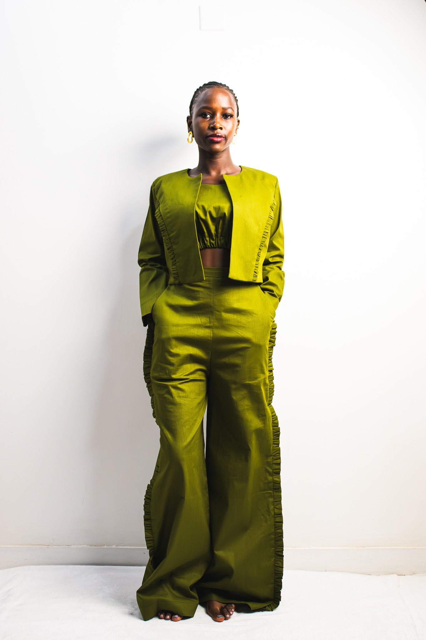 UTU Crop Coat - Olive Green