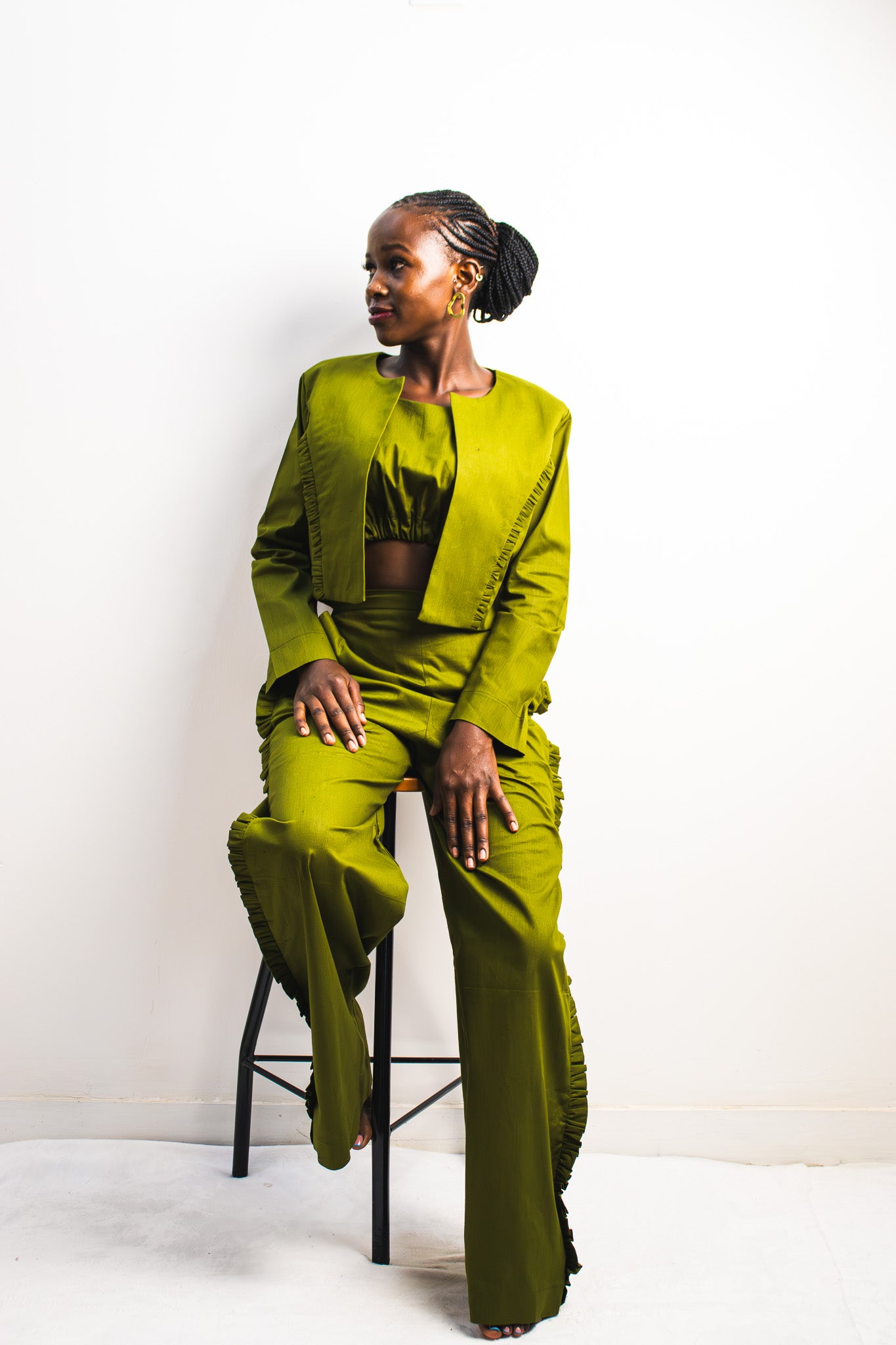 UTU Crop Coat - Olive Green