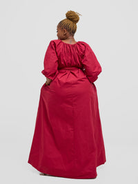 Upeo Puff-Sleeve Maxi Dress -Plum