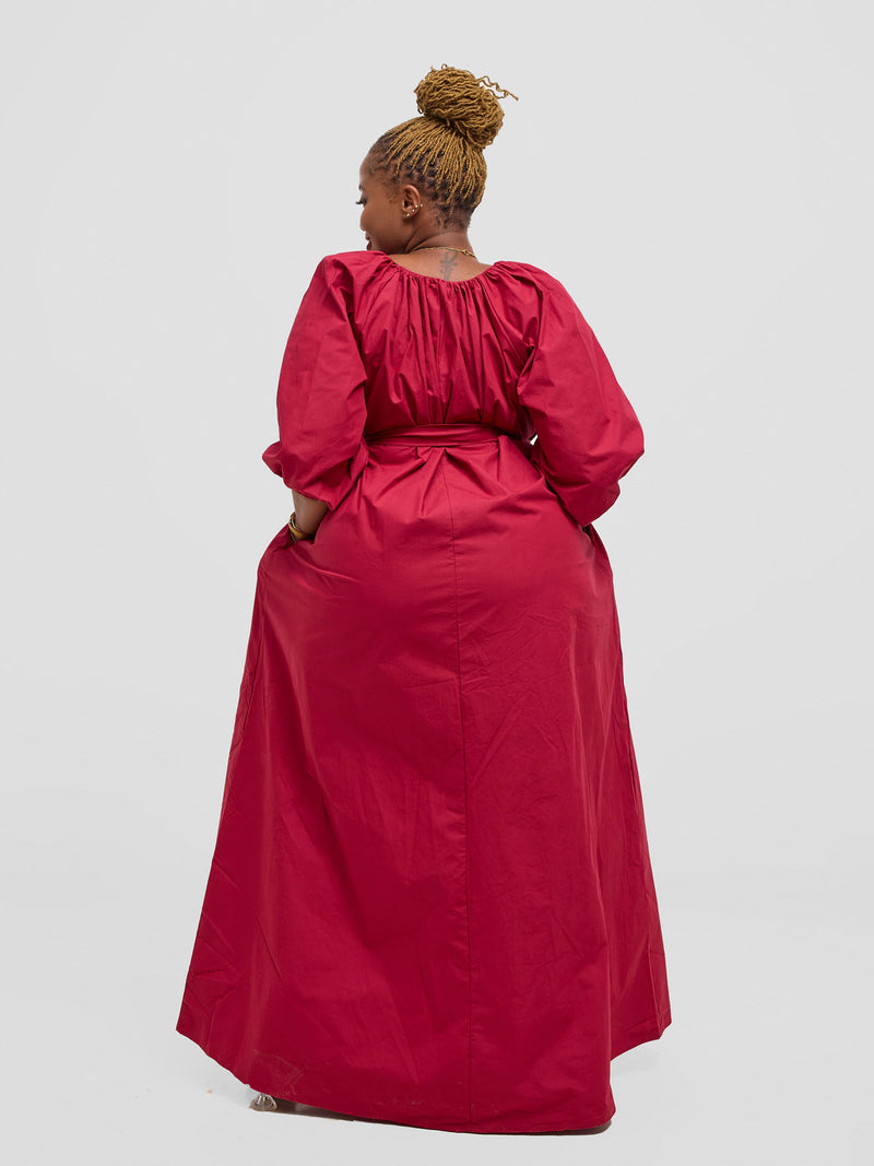 Upeo Puff-Sleeve Maxi Dress -Plum