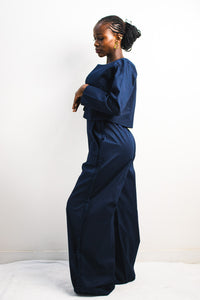 UTU Crop Coat - Navy Blue