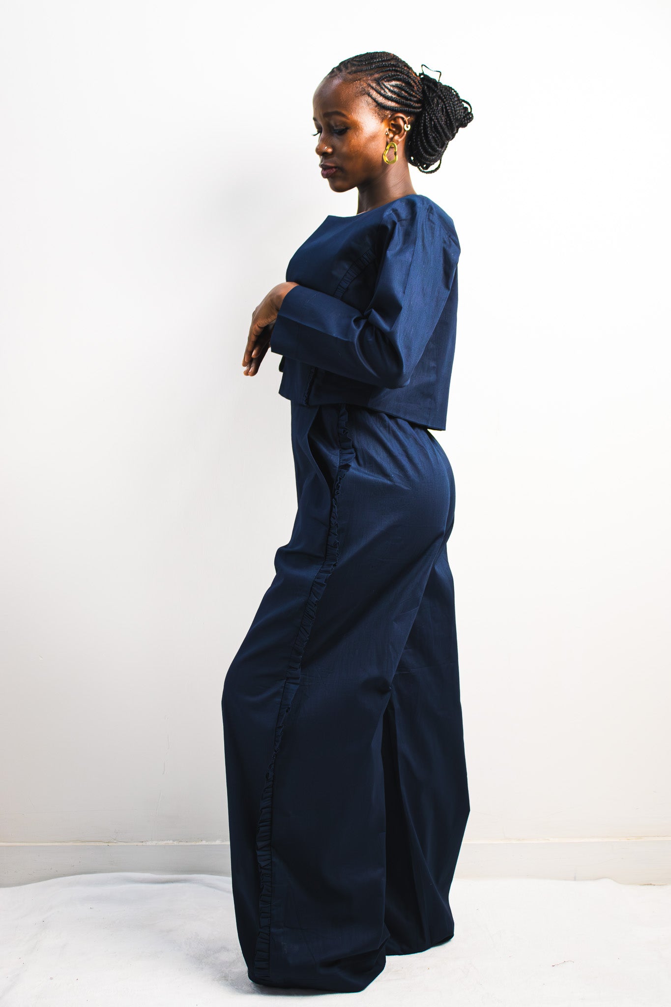 UTU Crop Coat - Navy Blue