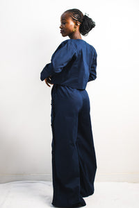 UTU Crop Coat - Navy Blue