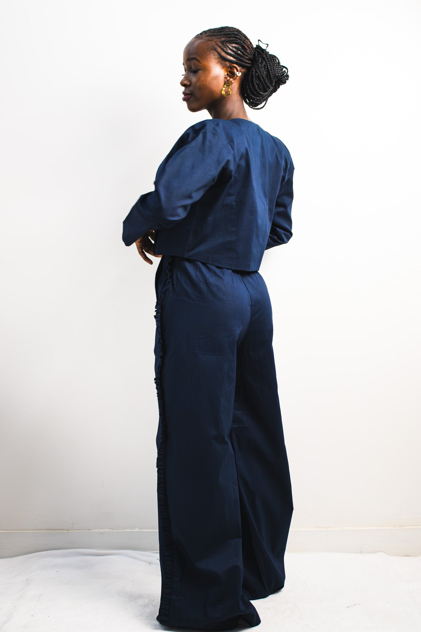 UTU Crop Coat - Navy Blue