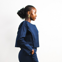 UTU Crop Coat - Navy Blue