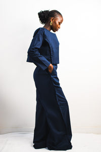 UTU Crop Coat - Navy Blue